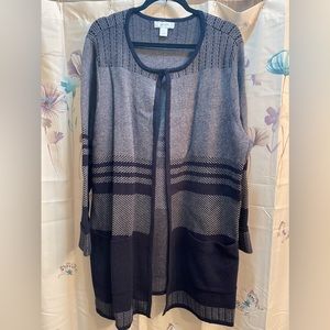 CJ Banks Longline Cardigan, navy and grey, thick material